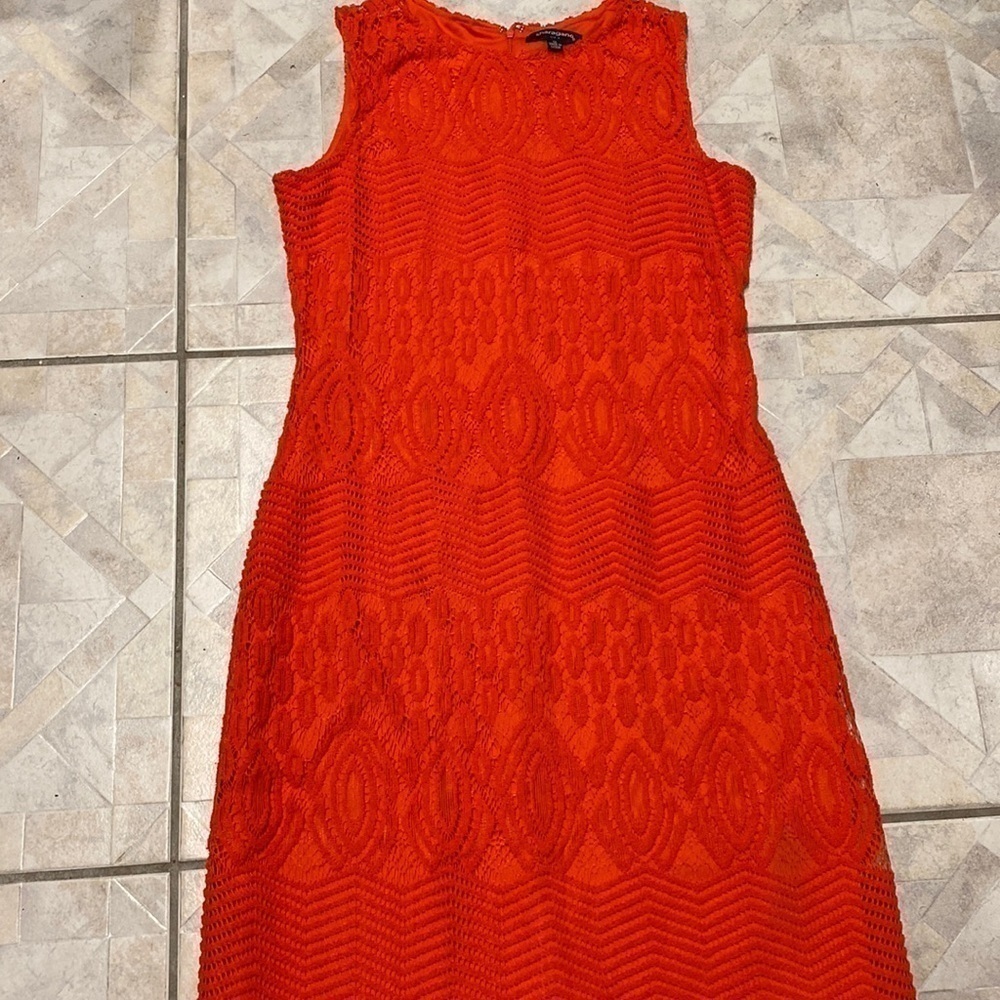 Y womens Sharagano solid orange sleeveless lined regular size dress 12